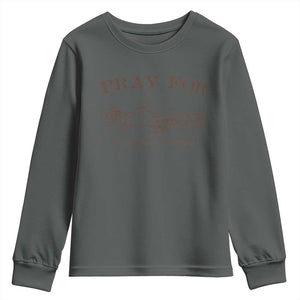 Pray for Grand Blanc Michigan Youth Sweatshirt Vintage Church Faith Support TS02 Dark Heather Print Your Wear