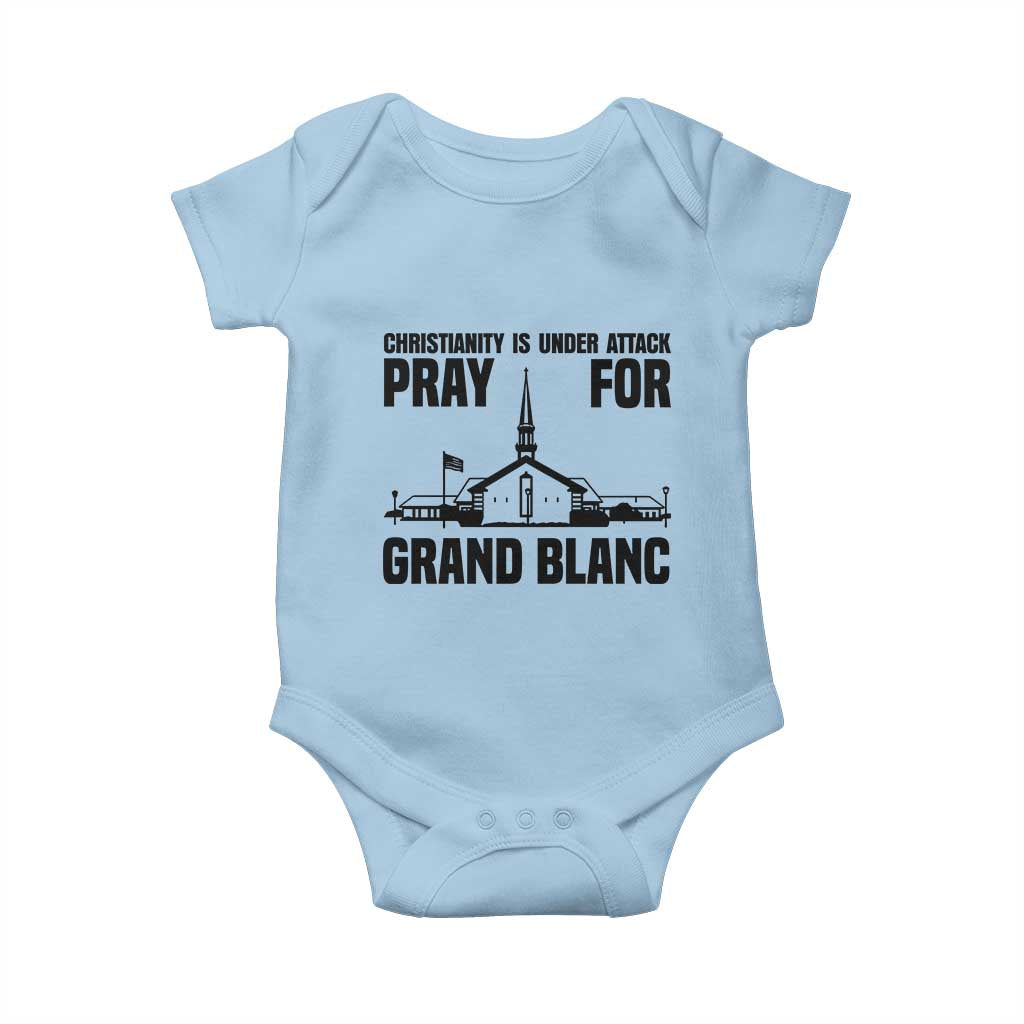 Christianity Is Under Attack Baby Onesie Pray for Grand Blanc Church Michigan Faith Support TS02 Light Blue Print Your Wear