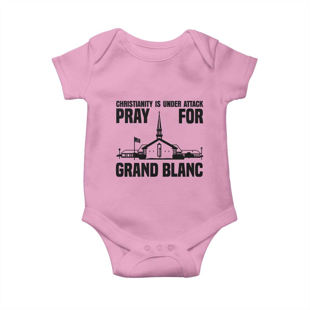 Christianity Is Under Attack Baby Onesie Pray for Grand Blanc Church Michigan Faith Support TS02 Light Pink Print Your Wear