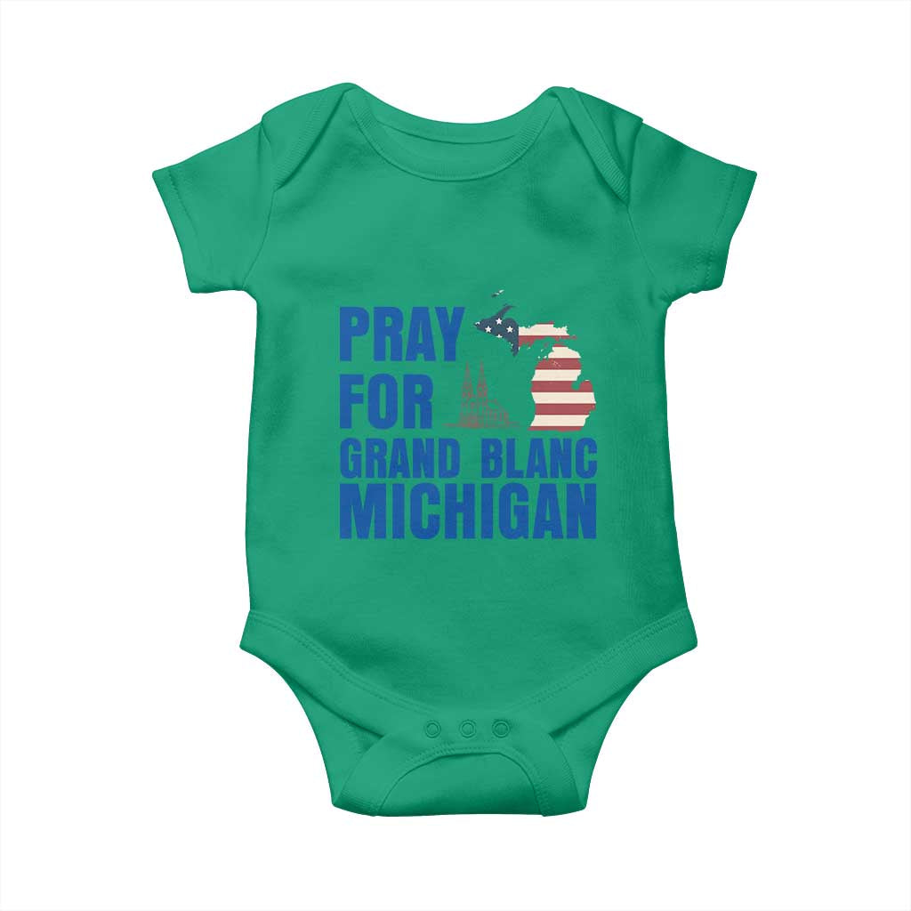 Pray for Grand Blanc Michigan Baby Onesie American Flag Christian Support TS02 Irish Green Print Your Wear