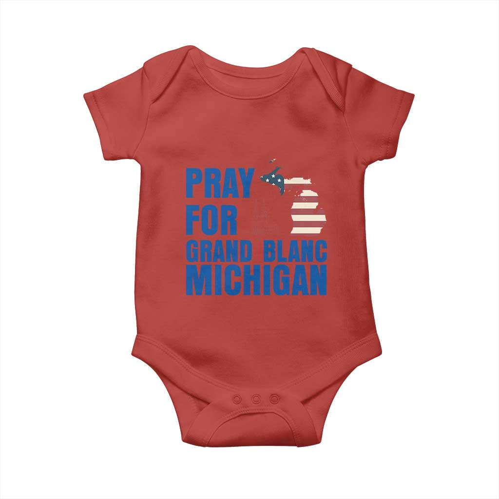 Pray for Grand Blanc Michigan Baby Onesie American Flag Christian Support TS02 Red Print Your Wear