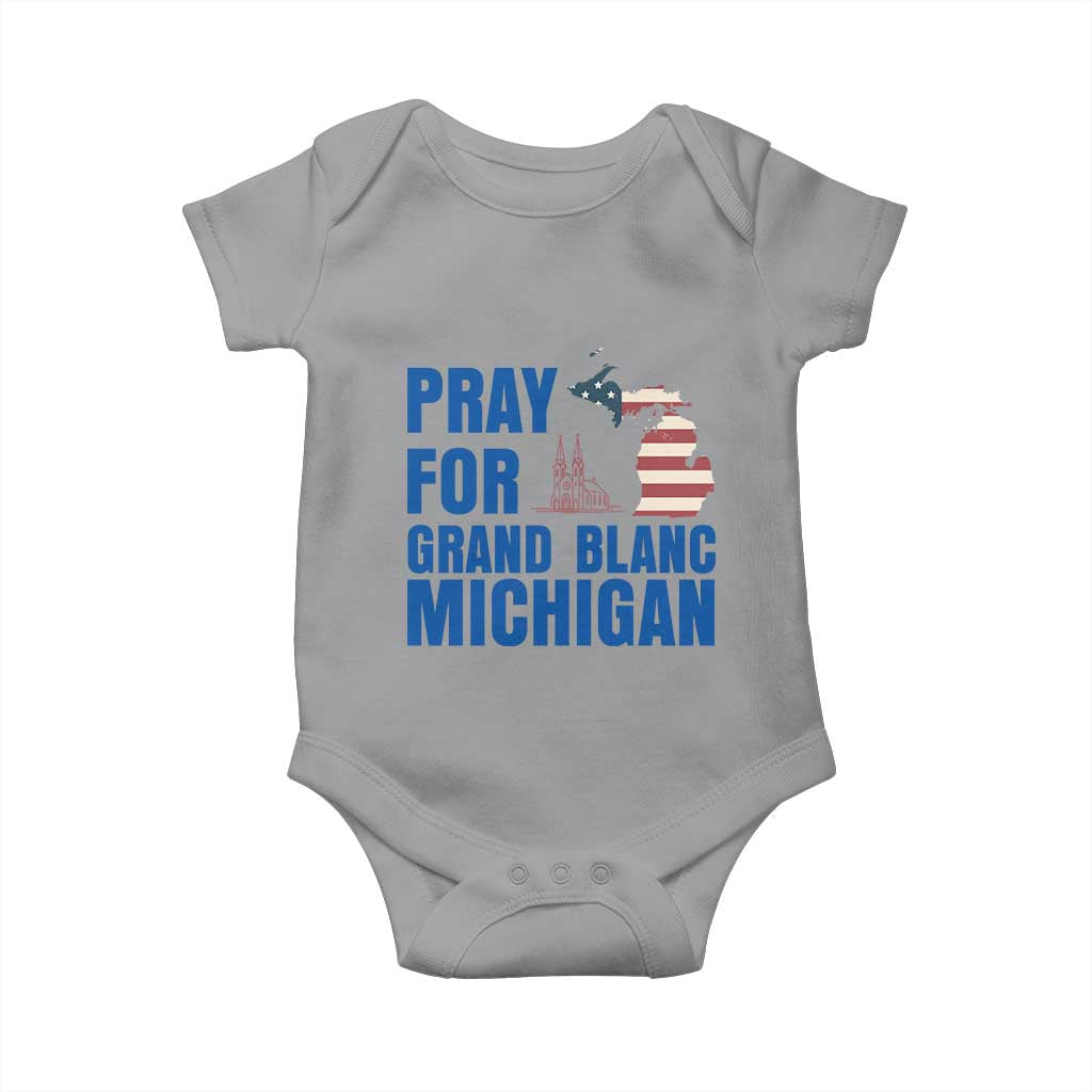 Pray for Grand Blanc Michigan Baby Onesie American Flag Christian Support TS02 Sport Gray Print Your Wear