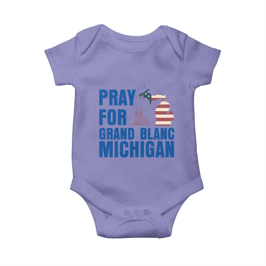 Pray for Grand Blanc Michigan Baby Onesie American Flag Christian Support TS02 Violet Print Your Wear