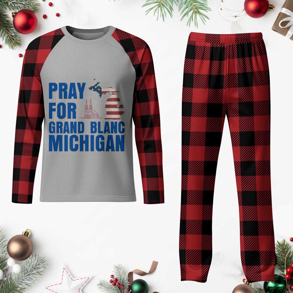 Pray for Grand Blanc Michigan Plaid Pajama Set American Flag Christian Support TS02 Buffalo Plaid Print Your Wear
