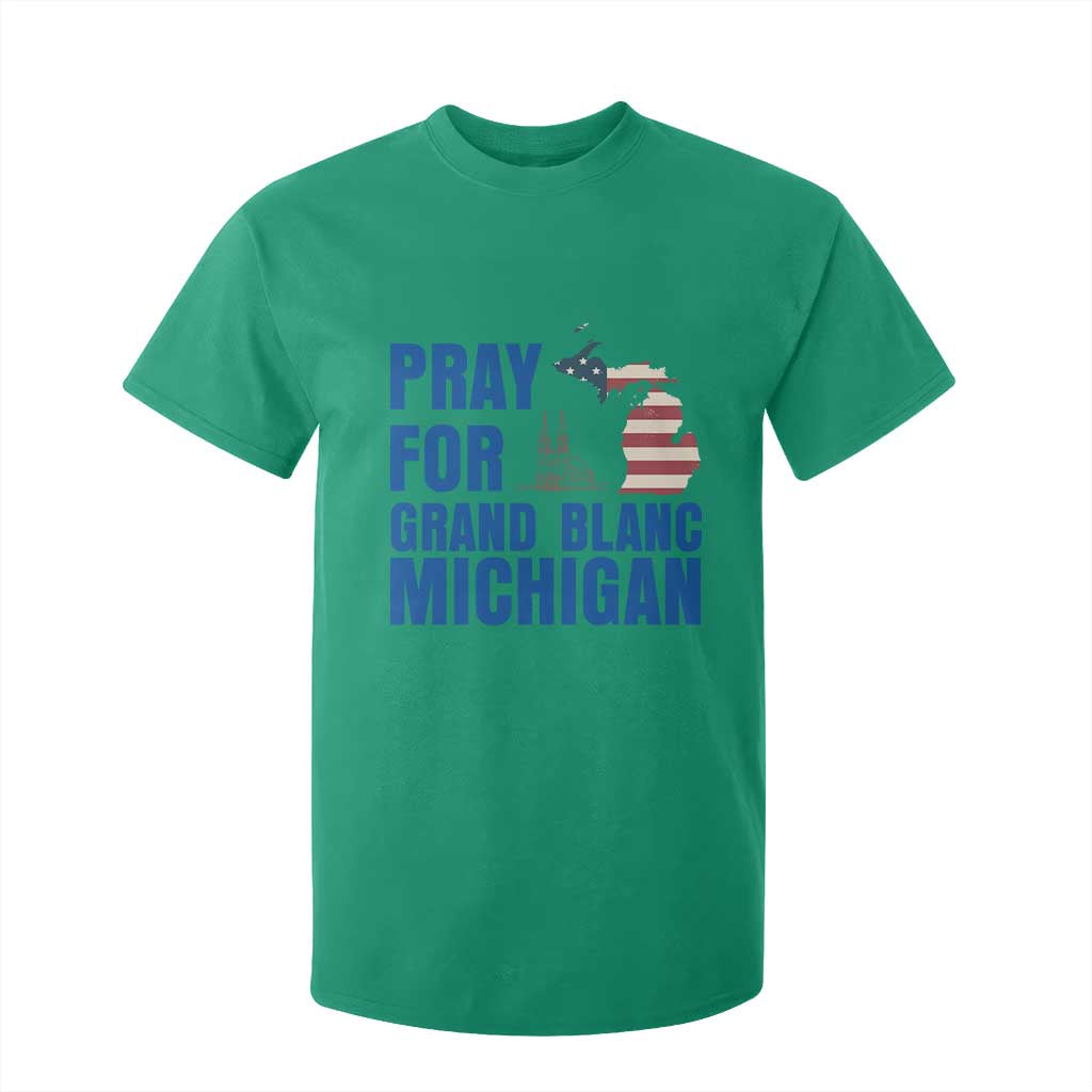 Pray for Grand Blanc Michigan T Shirt For Kid American Flag Christian Support TS02 Irish Green Print Your Wear