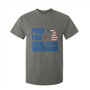 Pray for Grand Blanc Michigan T Shirt For Kid American Flag Christian Support TS02 Military Green Print Your Wear