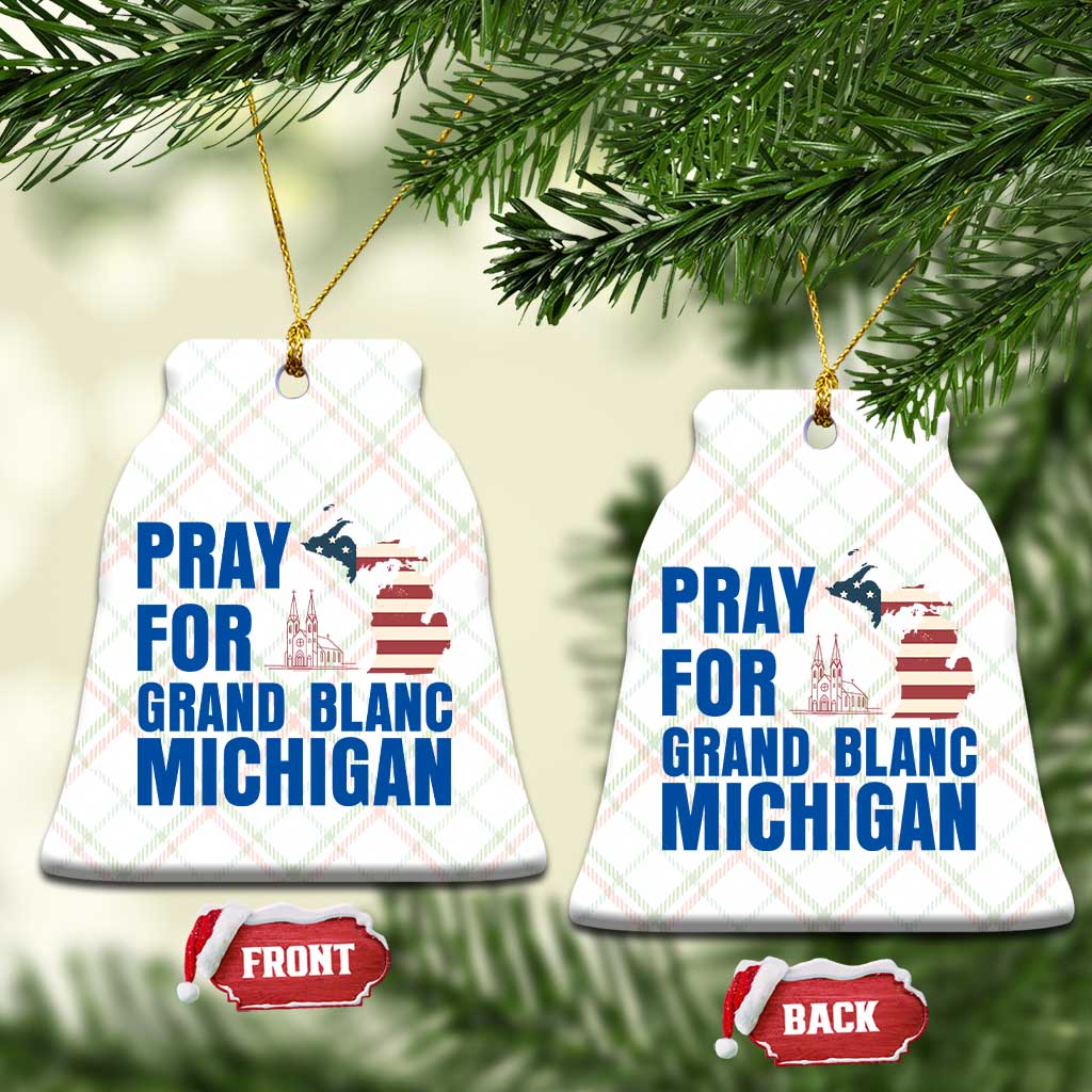 Pray for Grand Blanc Michigan Ceramic Ornament American Flag Christian Support TS02 Print Your Wear