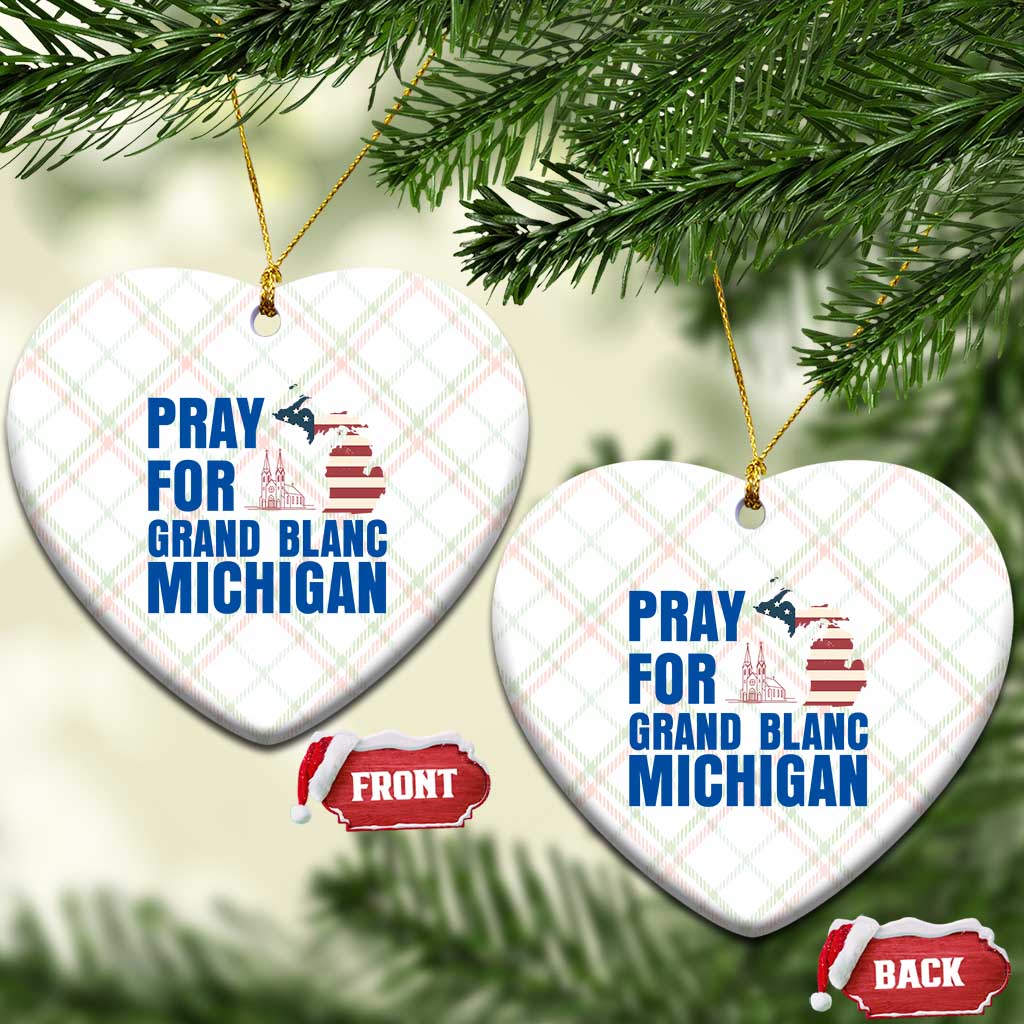 Pray for Grand Blanc Michigan Ceramic Ornament American Flag Christian Support TS02 Print Your Wear