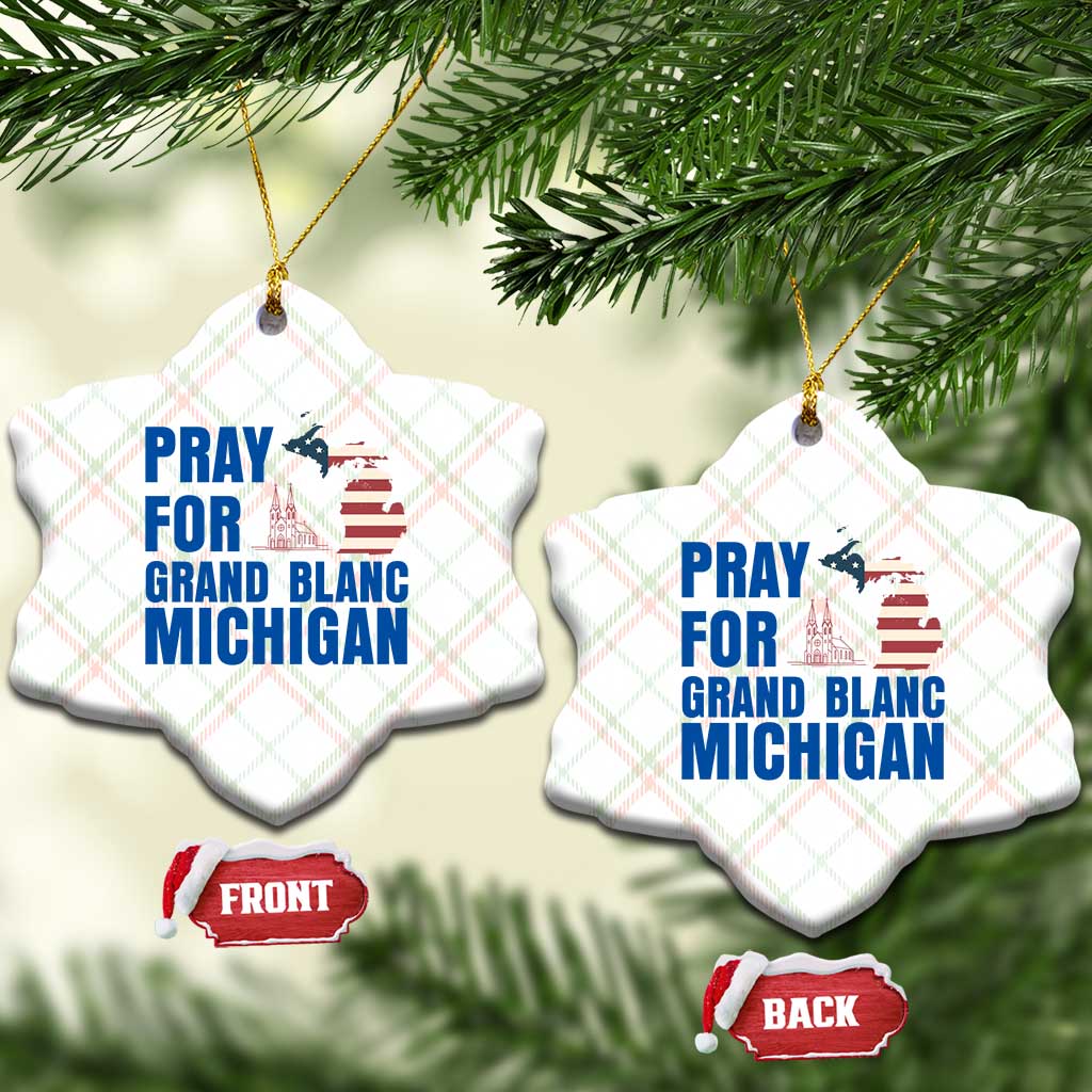 Pray for Grand Blanc Michigan Ceramic Ornament American Flag Christian Support TS02 Print Your Wear