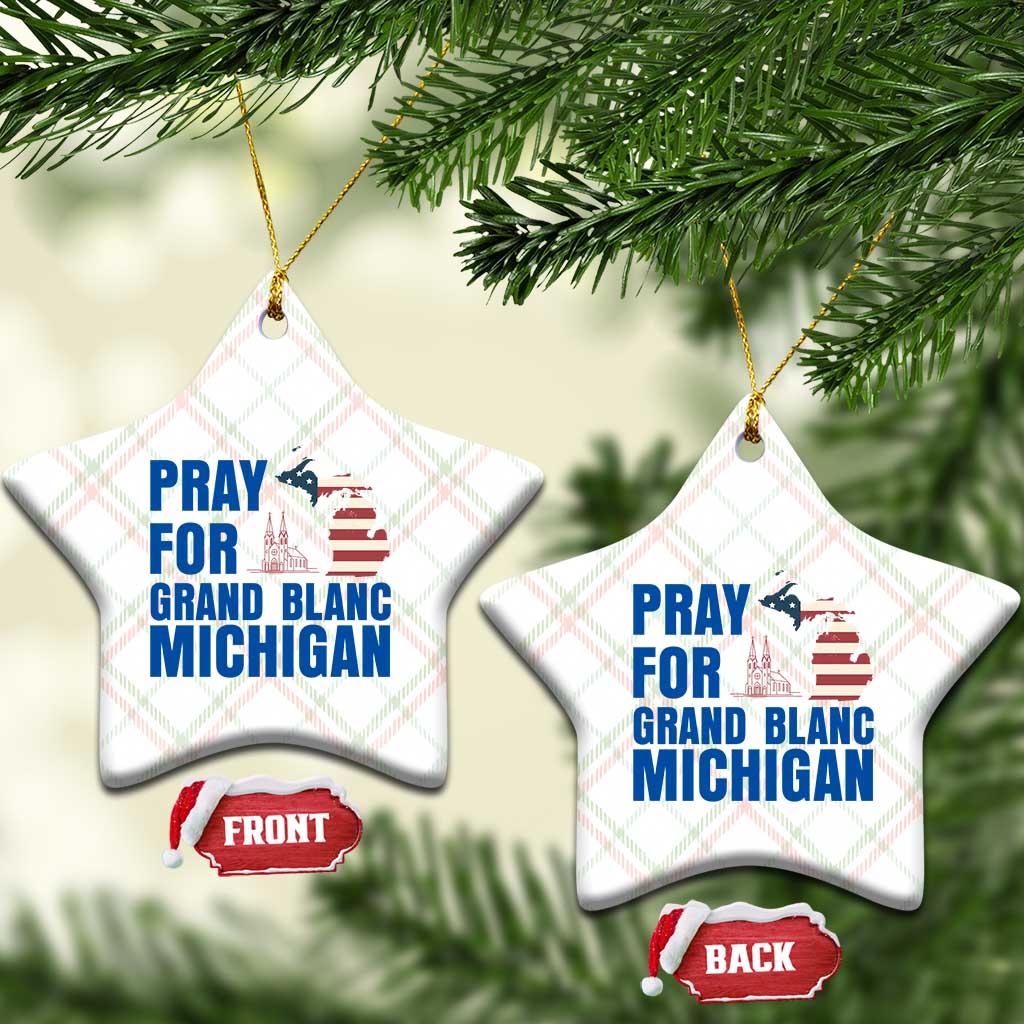 Pray for Grand Blanc Michigan Ceramic Ornament American Flag Christian Support TS02 Print Your Wear