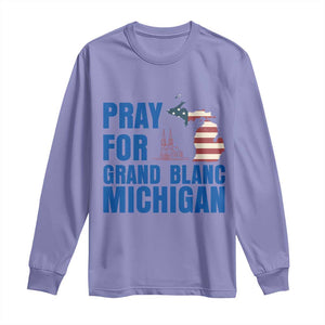 Pray for Grand Blanc Michigan Long Sleeve Shirt American Flag Christian Support TS02 Violet Print Your Wear