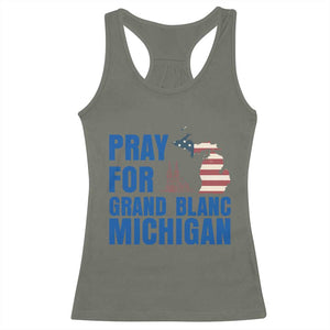 Pray for Grand Blanc Michigan Racerback Tank Top American Flag Christian Support TS02 Military Green Print Your Wear