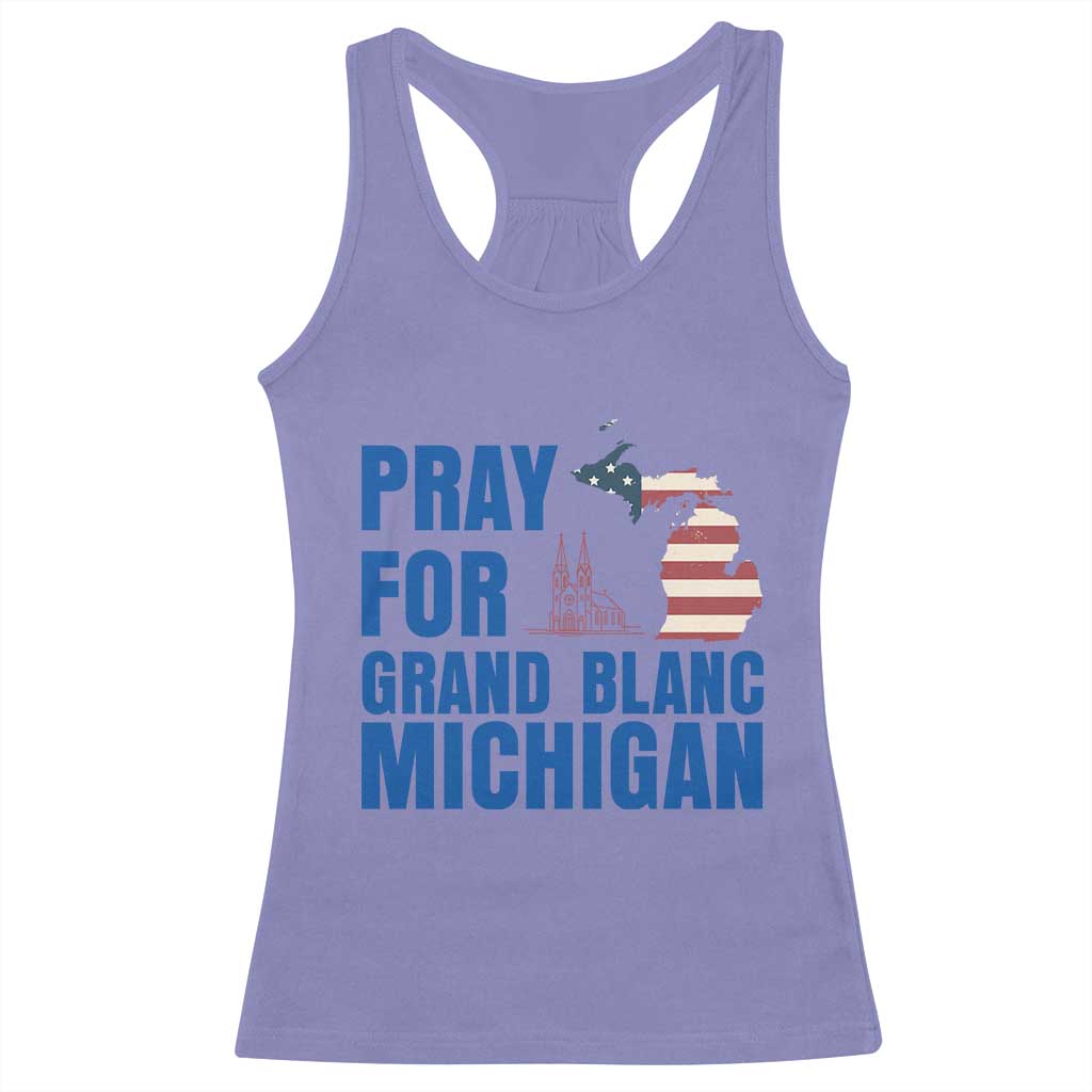 Pray for Grand Blanc Michigan Racerback Tank Top American Flag Christian Support TS02 Violet Print Your Wear