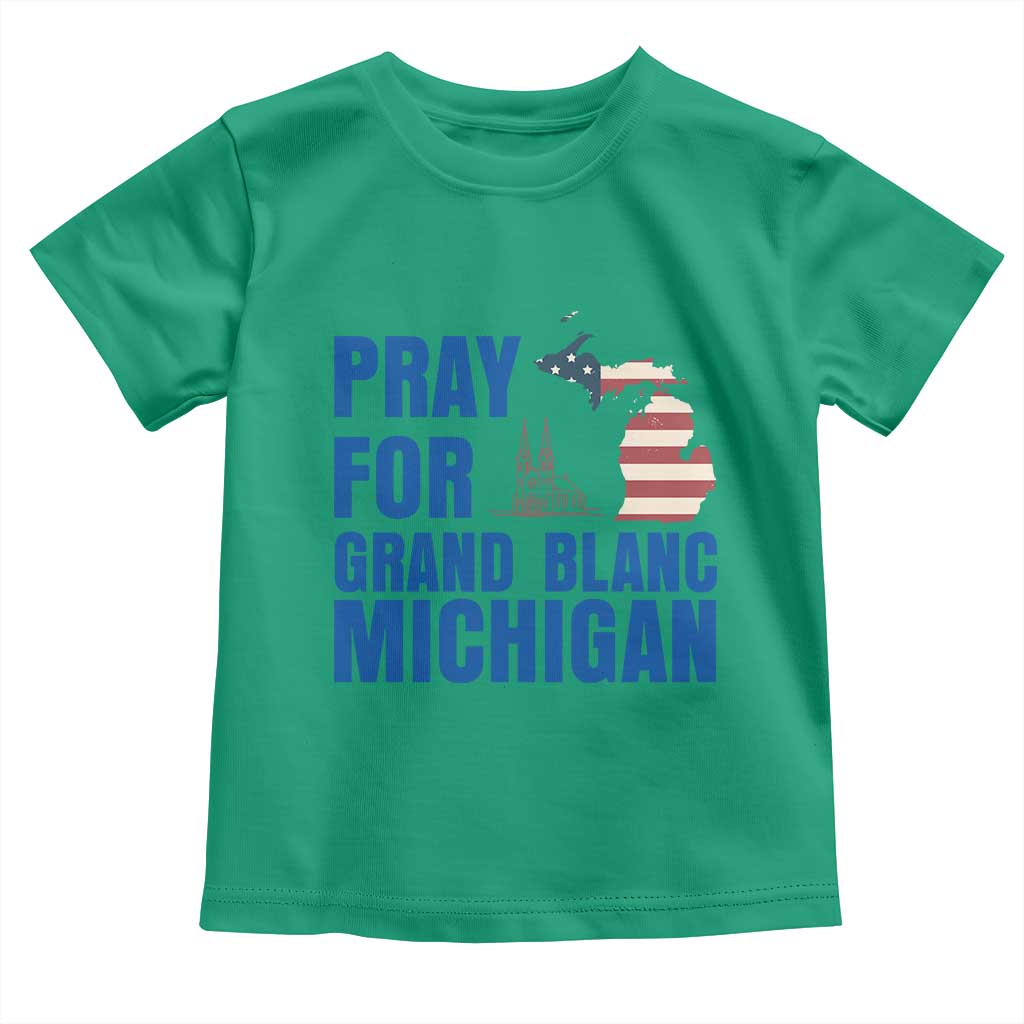 Pray for Grand Blanc Michigan Toddler T Shirt American Flag Christian Support TS02 Irish Green Print Your Wear