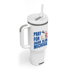 Pray for Grand Blanc Michigan Tumbler With Handle American Flag Christian Support TS02 Print Your Wear