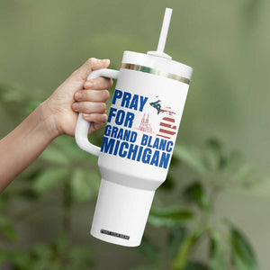Pray for Grand Blanc Michigan Tumbler With Handle American Flag Christian Support TS02 Print Your Wear