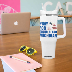 Pray for Grand Blanc Michigan Tumbler With Handle American Flag Christian Support TS02 Print Your Wear