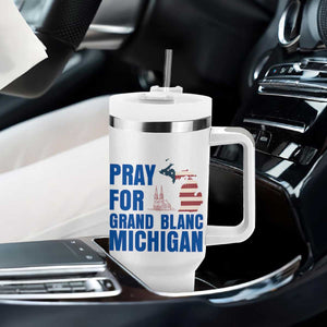Pray for Grand Blanc Michigan Tumbler With Handle American Flag Christian Support TS02 Print Your Wear