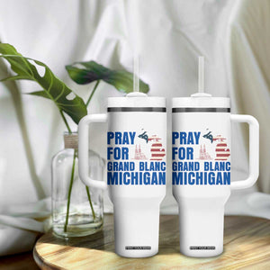 Pray for Grand Blanc Michigan Tumbler With Handle American Flag Christian Support TS02 Print Your Wear