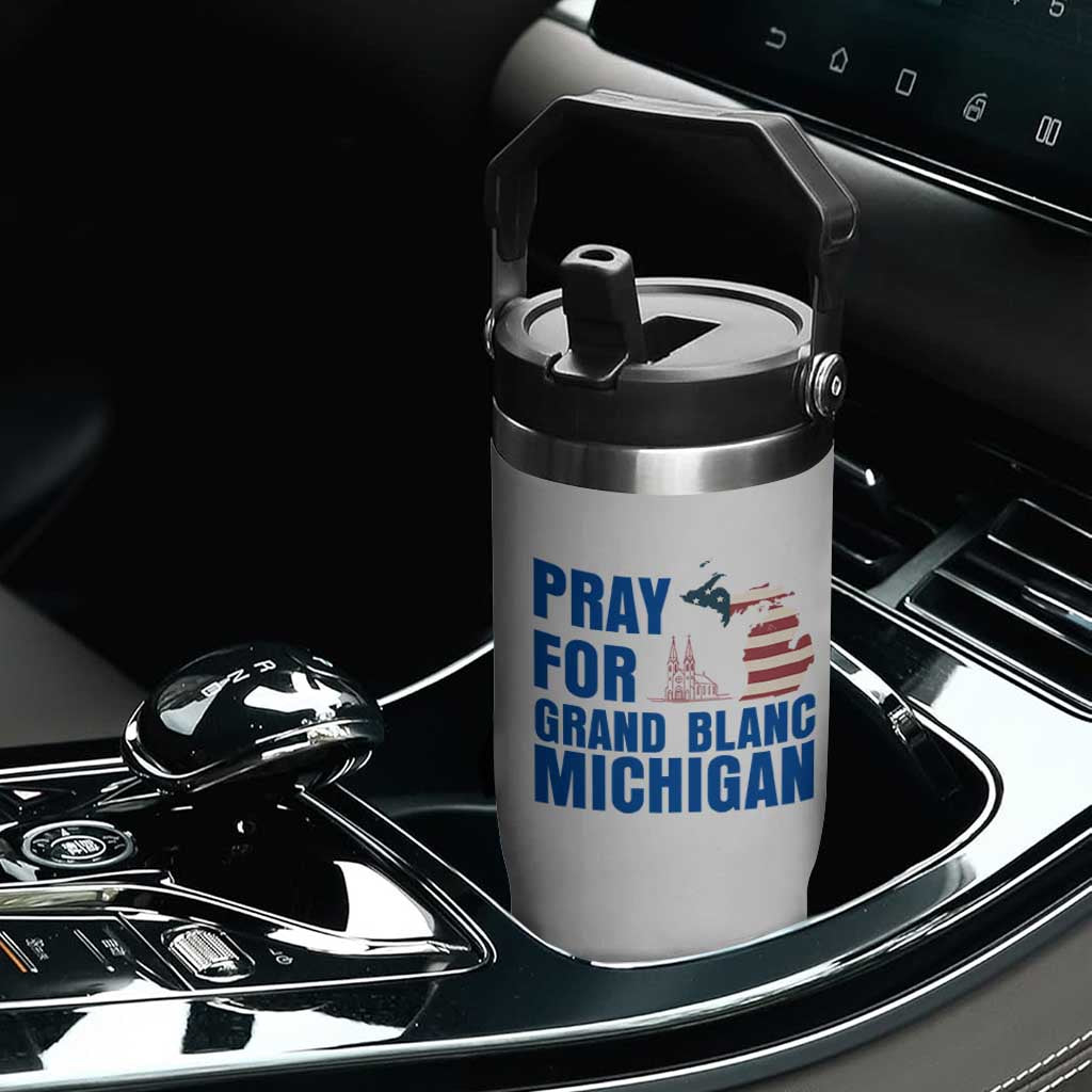 Pray for Grand Blanc Michigan Flip Straw Tumbler American Flag Christian Support TS02 Print Your Wear