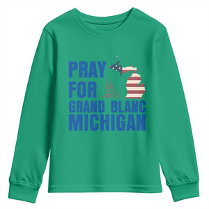 Pray for Grand Blanc Michigan Youth Sweatshirt American Flag Christian Support TS02 Irish Green Print Your Wear