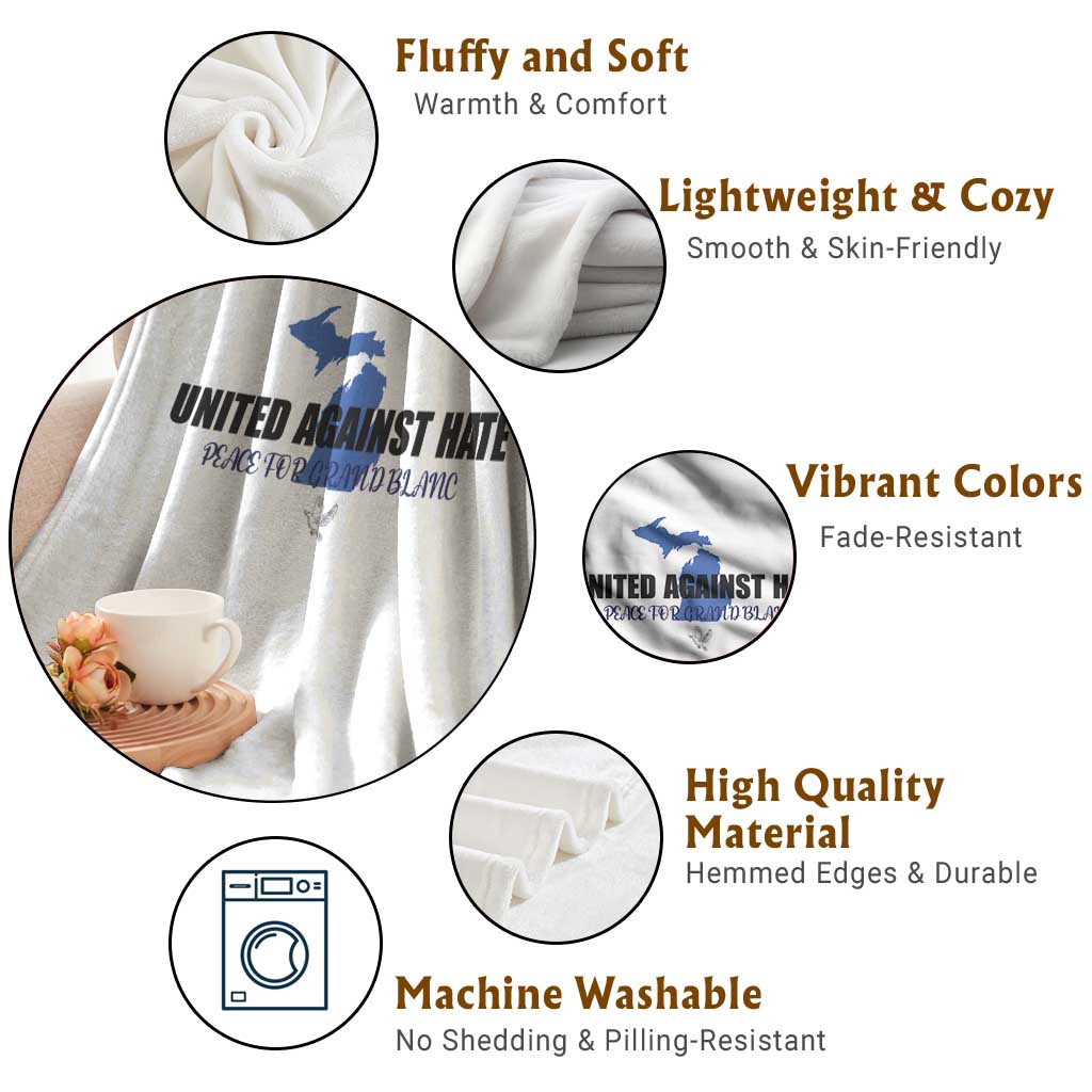 Peace for Grand Blanc Michigan Throw Blanket United Against Hate TS02 Print Your Wear