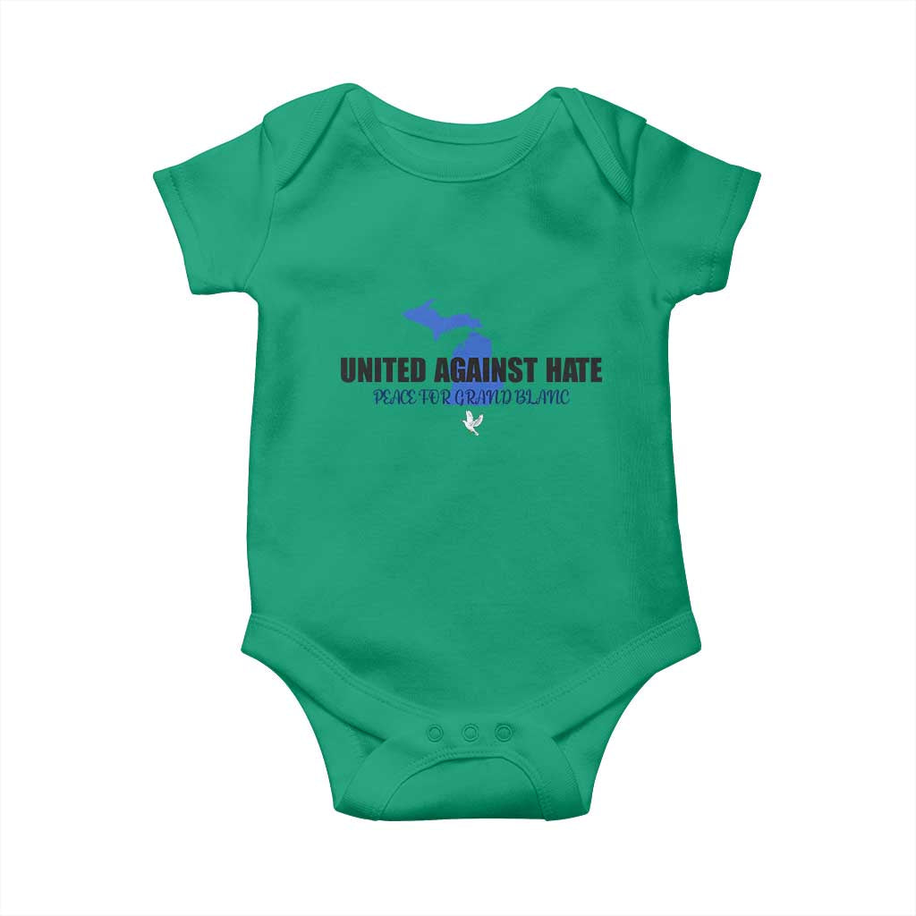 Peace for Grand Blanc Michigan Baby Onesie United Against Hate TS02 Irish Green Print Your Wear