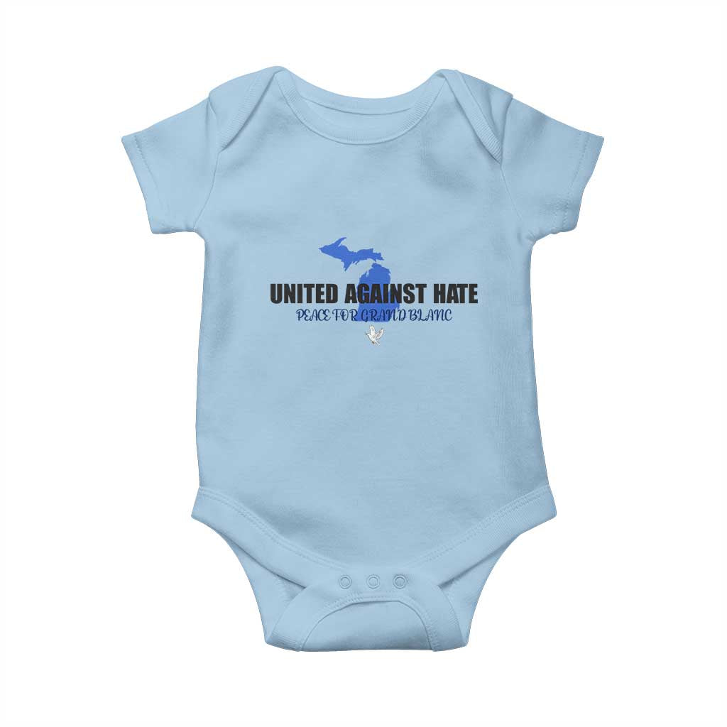 Peace for Grand Blanc Michigan Baby Onesie United Against Hate TS02 Light Blue Print Your Wear