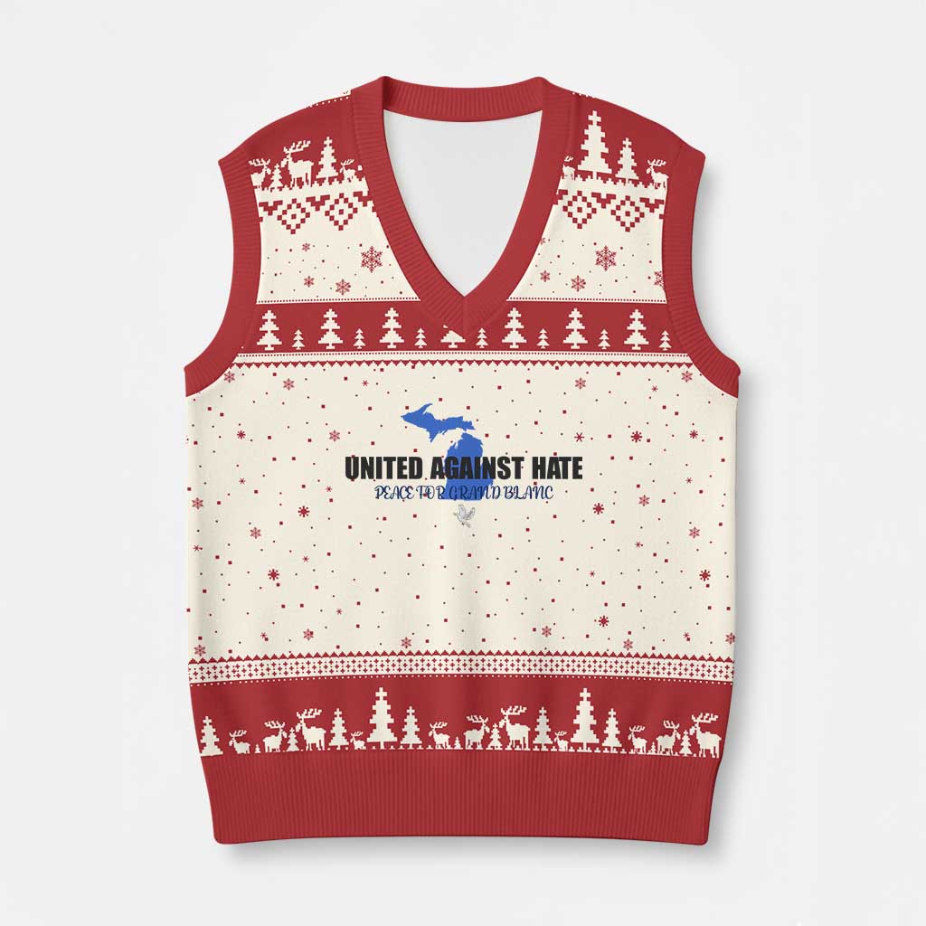 Peace for Grand Blanc Michigan V-Neck Knit Sweater Vest United Against Hate TS02 Beige Red Print Your Wear