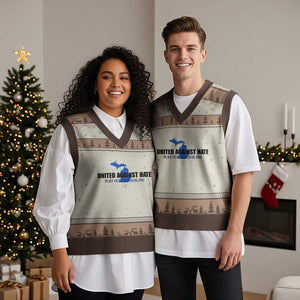 Peace for Grand Blanc Michigan V-Neck Knit Sweater Vest United Against Hate TS02 Mocha Mousse Print Your Wear