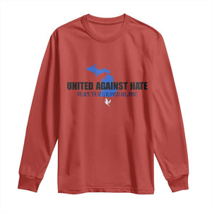 Peace for Grand Blanc Michigan Long Sleeve Shirt United Against Hate TS02 Red Print Your Wear