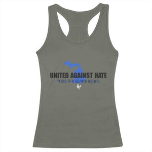 Peace for Grand Blanc Michigan Racerback Tank Top United Against Hate TS02 Military Green Print Your Wear