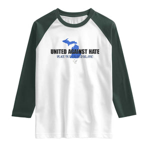Peace for Grand Blanc Michigan Raglan Shirt United Against Hate TS02 White Dark Forest Green Print Your Wear