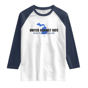 Peace for Grand Blanc Michigan Raglan Shirt United Against Hate TS02 White Navy Print Your Wear