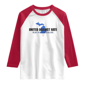 Peace for Grand Blanc Michigan Raglan Shirt United Against Hate TS02 White Red Print Your Wear