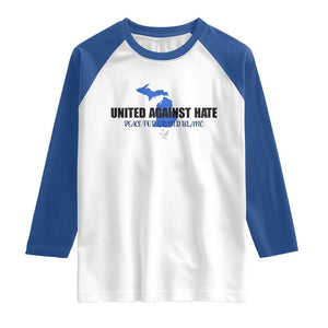 Peace for Grand Blanc Michigan Raglan Shirt United Against Hate TS02 White Royal Print Your Wear