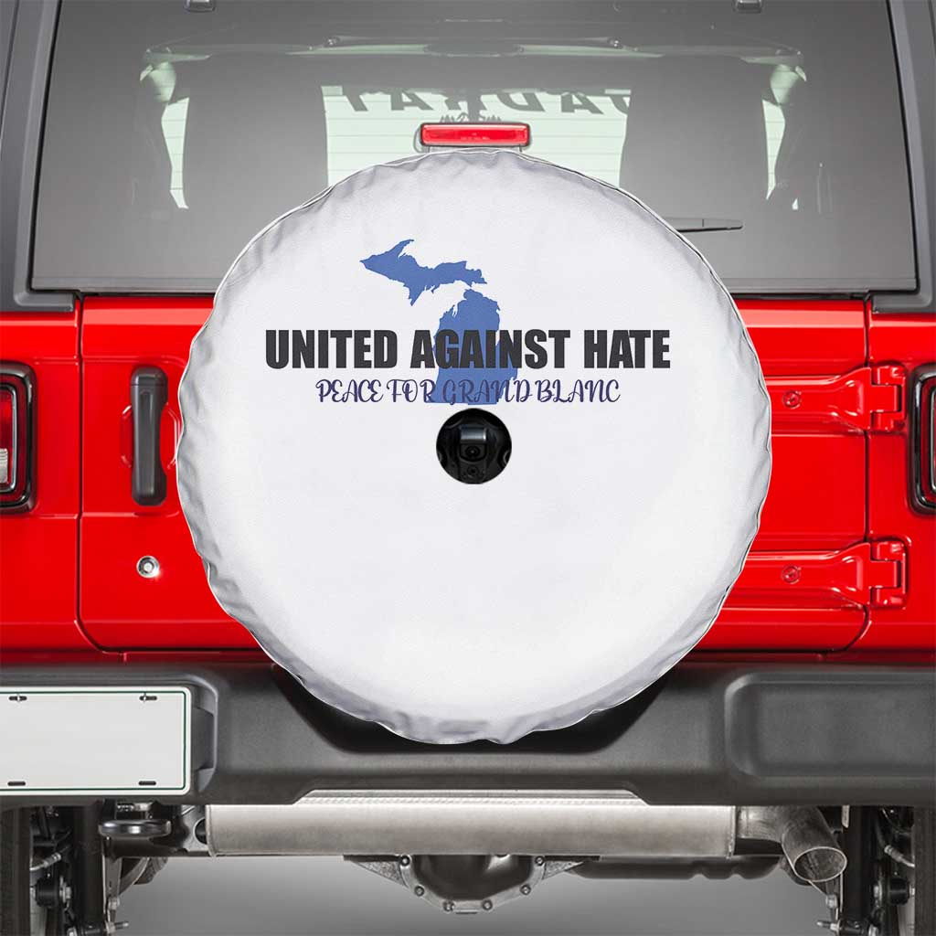 Peace for Grand Blanc Michigan Spare Tire Cover United Against Hate TS02 White Print Your Wear
