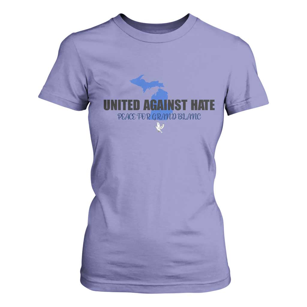 Peace for Grand Blanc Michigan T Shirt For Women United Against Hate TS02 Violet Print Your Wear