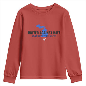 Peace for Grand Blanc Michigan Youth Sweatshirt United Against Hate TS02 Red Print Your Wear