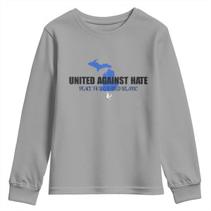 Peace for Grand Blanc Michigan Youth Sweatshirt United Against Hate TS02 Sport Gray Print Your Wear