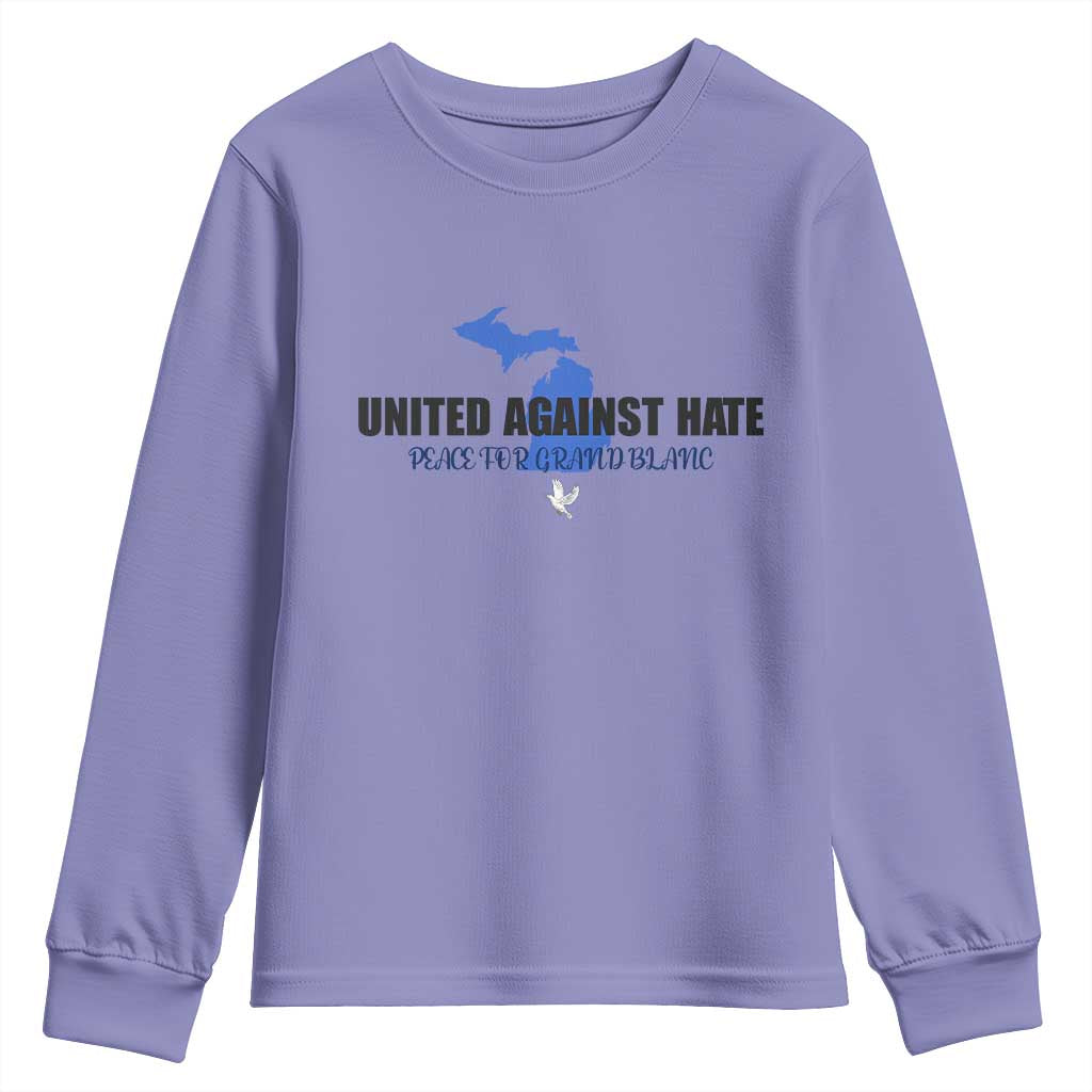 Peace for Grand Blanc Michigan Youth Sweatshirt United Against Hate TS02 Violet Print Your Wear