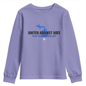 Peace for Grand Blanc Michigan Youth Sweatshirt United Against Hate TS02 Violet Print Your Wear