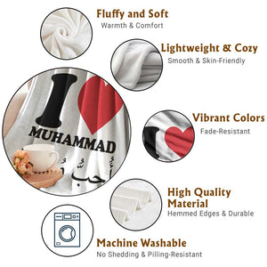 I Love Muhammad Throw Blanket Musliam Identity Islamic Peace and Pride TS02 Print Your Wear