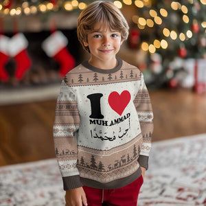 I Love Muhammad Ugly Christmas Sweater Musliam Identity Islamic Peace and Pride TS02 Mocha Mousse Print Your Wear