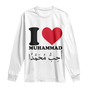 I Love Muhammad Long Sleeve Shirt Musliam Identity Islamic Peace and Pride TS02 White Print Your Wear