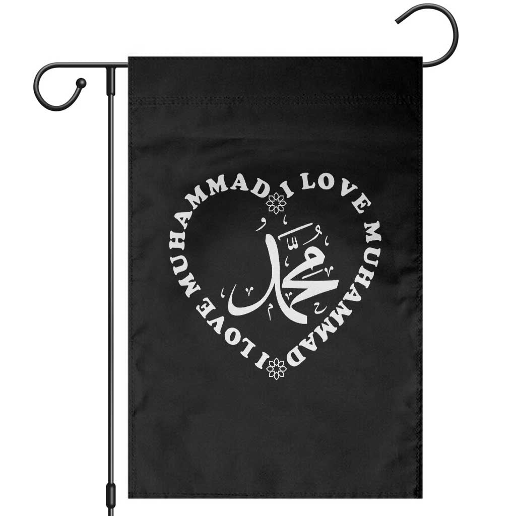 I Love Muhammad Garden Flag Musliam Identity Peace Pride Islamic Calligraphy TS02 Black Print Your Wear