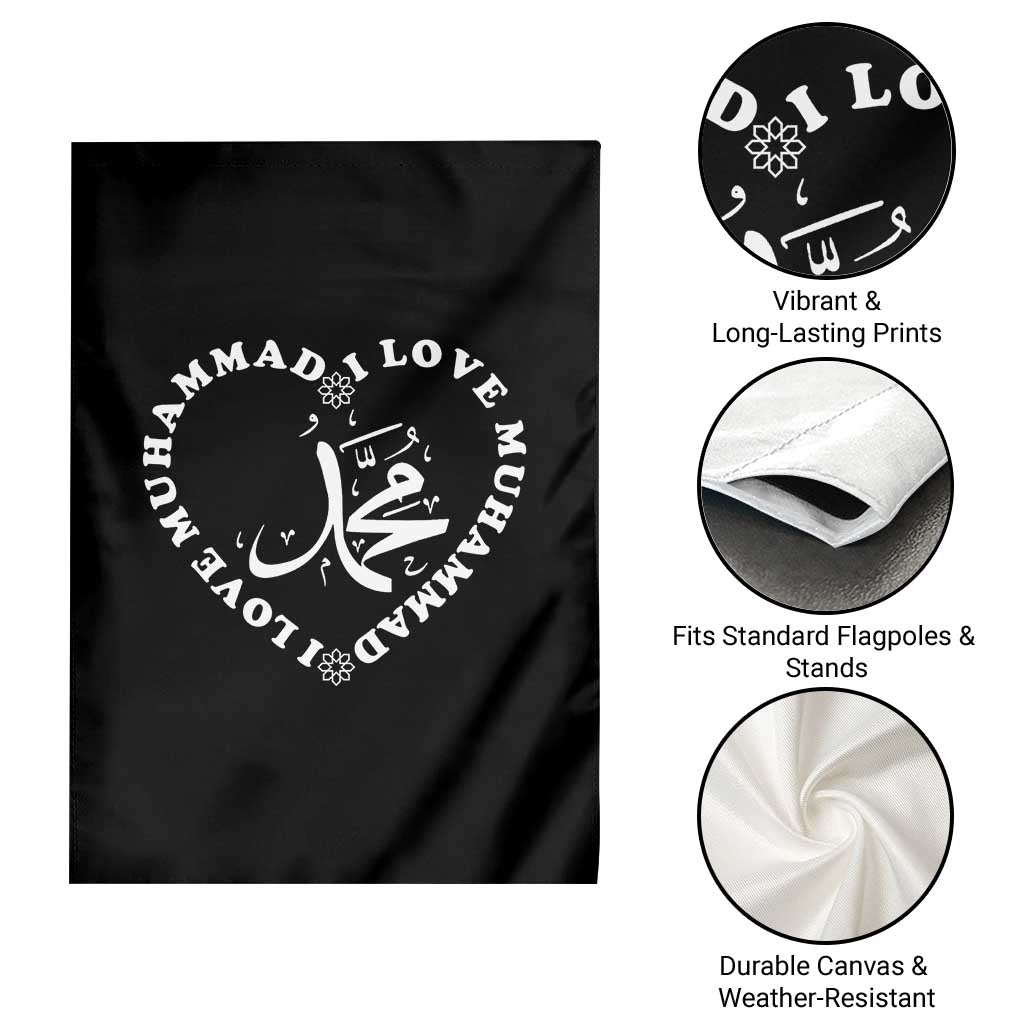 I Love Muhammad Garden Flag Musliam Identity Peace Pride Islamic Calligraphy TS02 Print Your Wear