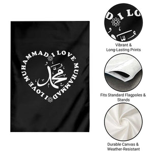 I Love Muhammad Garden Flag Musliam Identity Peace Pride Islamic Calligraphy TS02 Print Your Wear