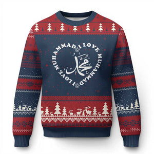 I Love Muhammad Ugly Christmas Sweater Musliam Identity Peace Pride Islamic Calligraphy TS02 Navy Red Print Your Wear