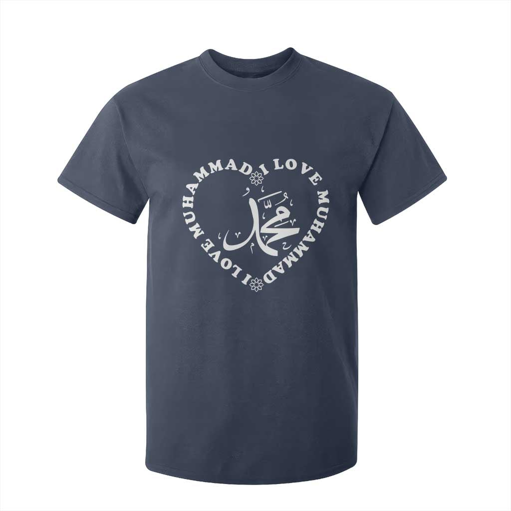 I Love Muhammad T Shirt For Kid Musliam Identity Peace Pride Islamic Calligraphy TS02 Navy Print Your Wear